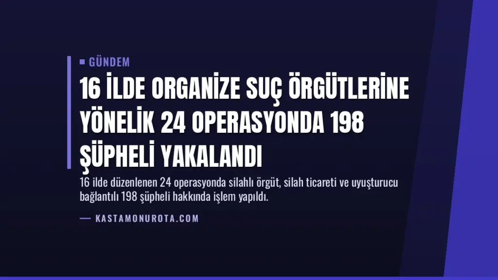 16 İlde Organize Suç Örgütlerine Yönelik 24 Operasyonda 198 Şüpheli Yakalandı