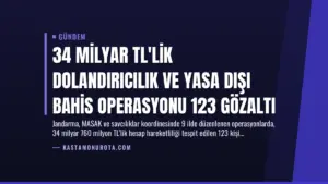 34 Milyar TL’lik Dolandırıcılık ve Yasa Dışı Bahis Operasyonu 123 Gözaltı