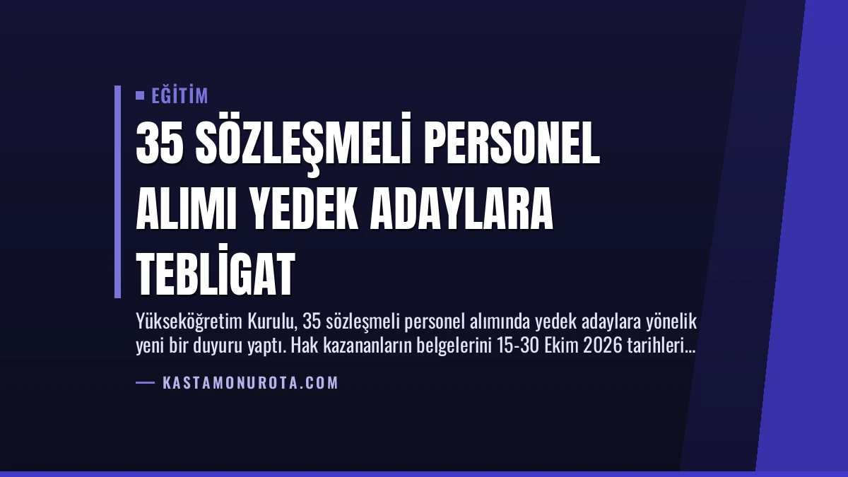 35 Sözleşmeli Personel Alımı Yedek Adaylara Tebligat