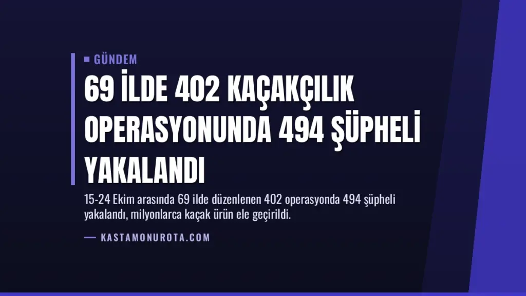 69 İlde 402 Kaçakçılık Operasyonunda 494 Şüpheli Yakalandı
