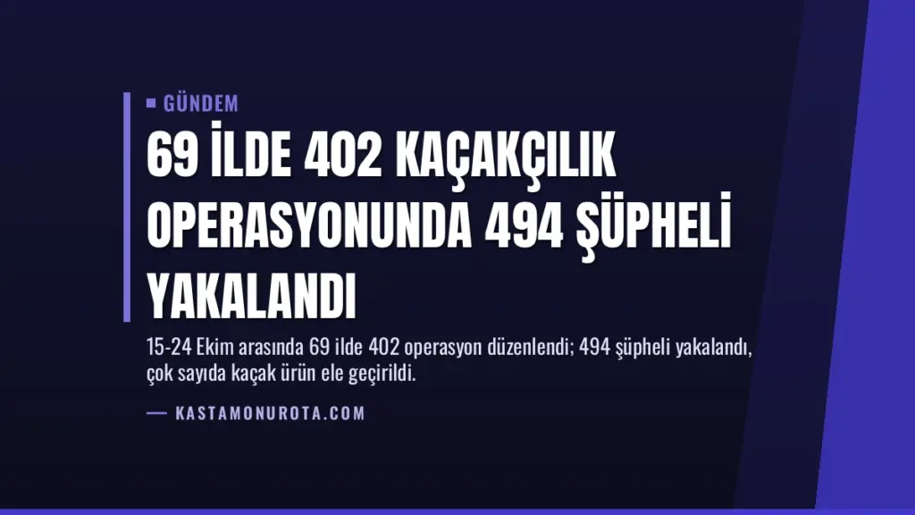 69 İlde 402 Kaçakçılık Operasyonunda 494 Şüpheli Yakalandı
