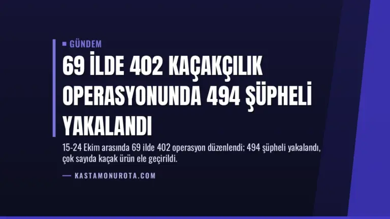 69 İlde 402 Kaçakçılık Operasyonunda 494 Şüpheli Yakalandı