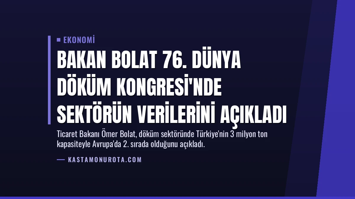 Bakan Bolat 76. Dünya Döküm Kongresi’nde Sektörün Verilerini Açıkladı