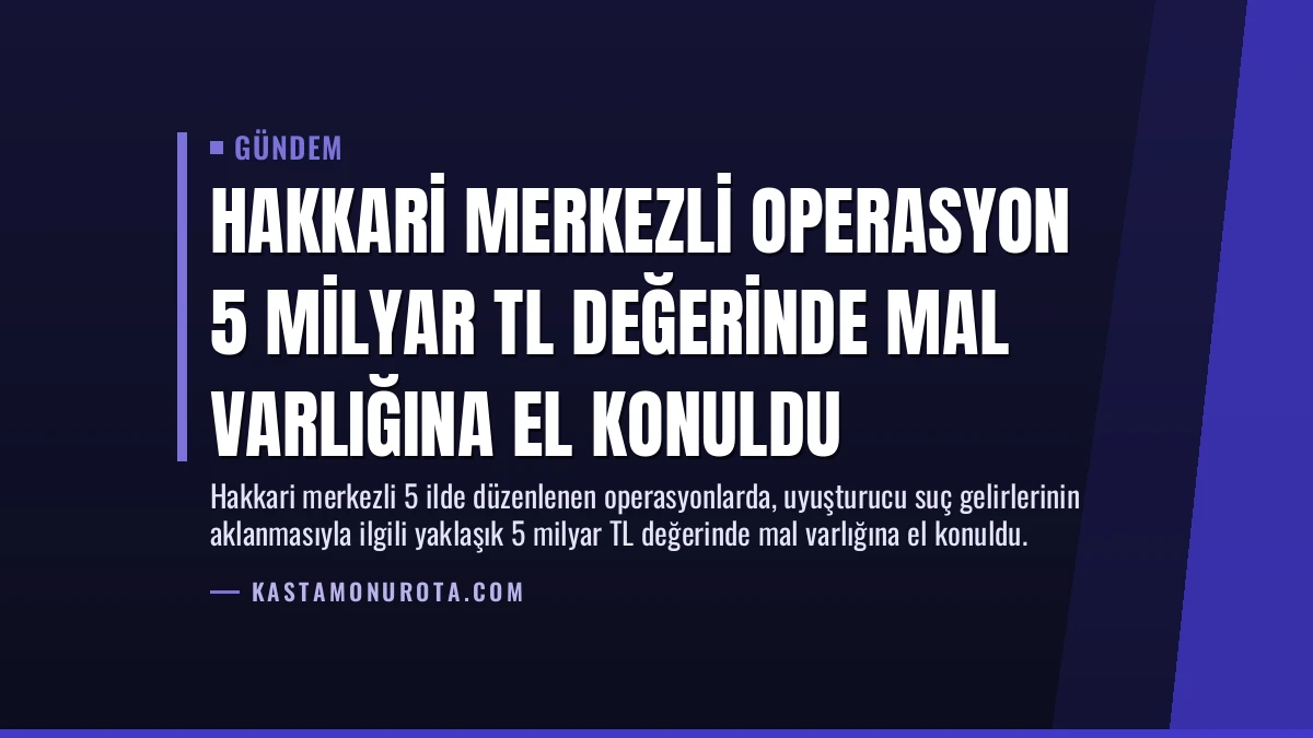 Hakkari Merkezli Operasyon 5 Milyar TL Değerinde Mal Varlığına El Konuldu