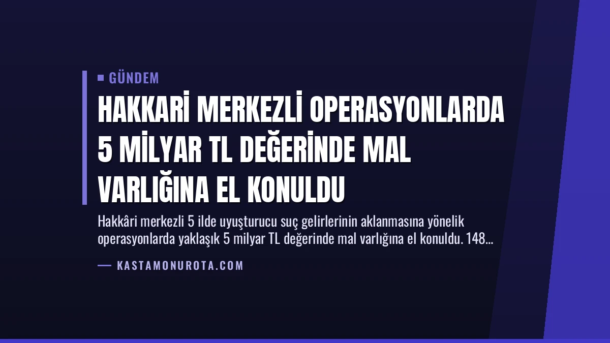 Hakkari Merkezli Operasyonlarda 5 Milyar TL Değerinde Mal Varlığına El Konuldu