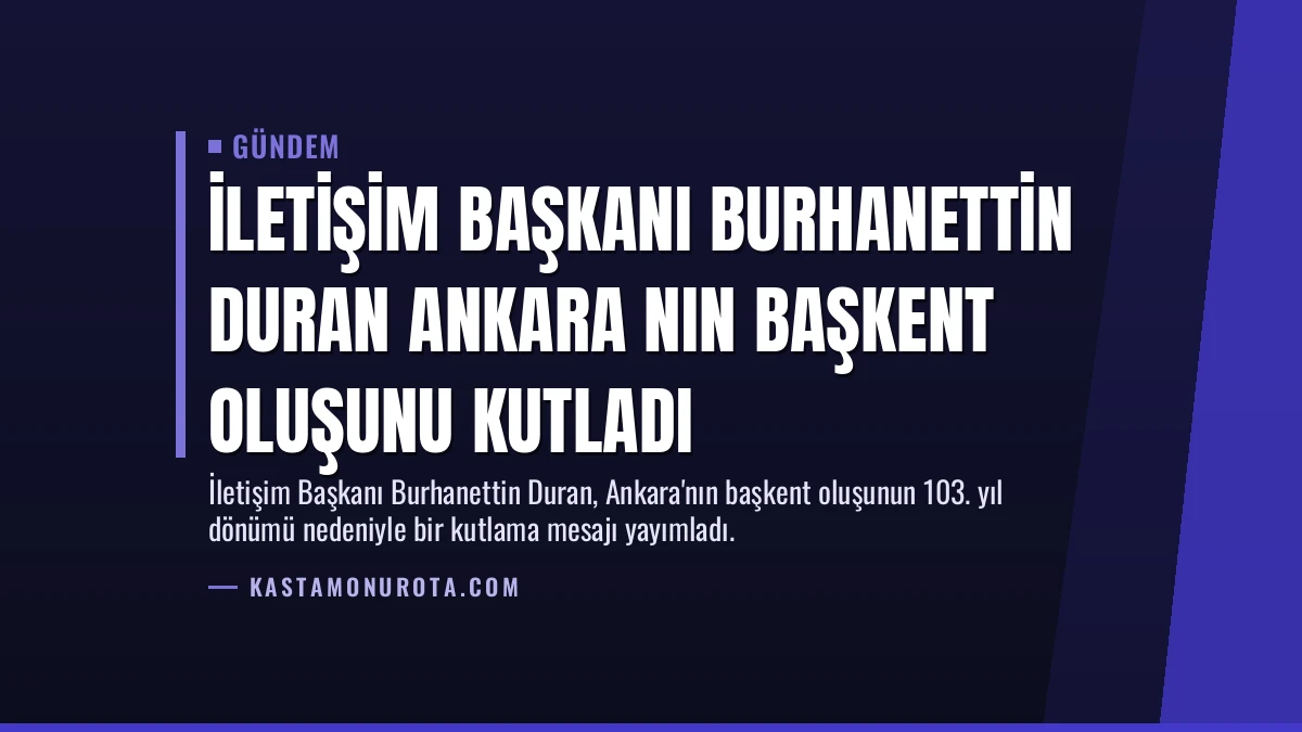 İletişim Başkanı Burhanettin Duran Ankara nın Başkent Oluşunu Kutladı