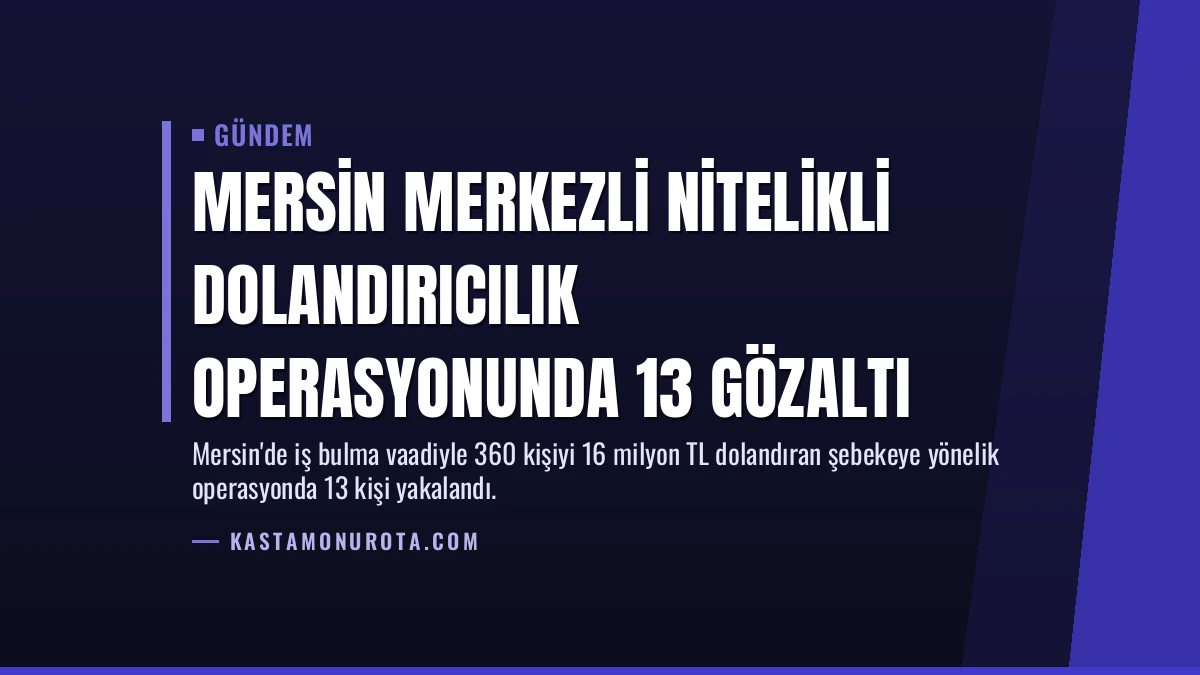 Mersin Merkezli Nitelikli Dolandırıcılık Operasyonunda 13 Gözaltı