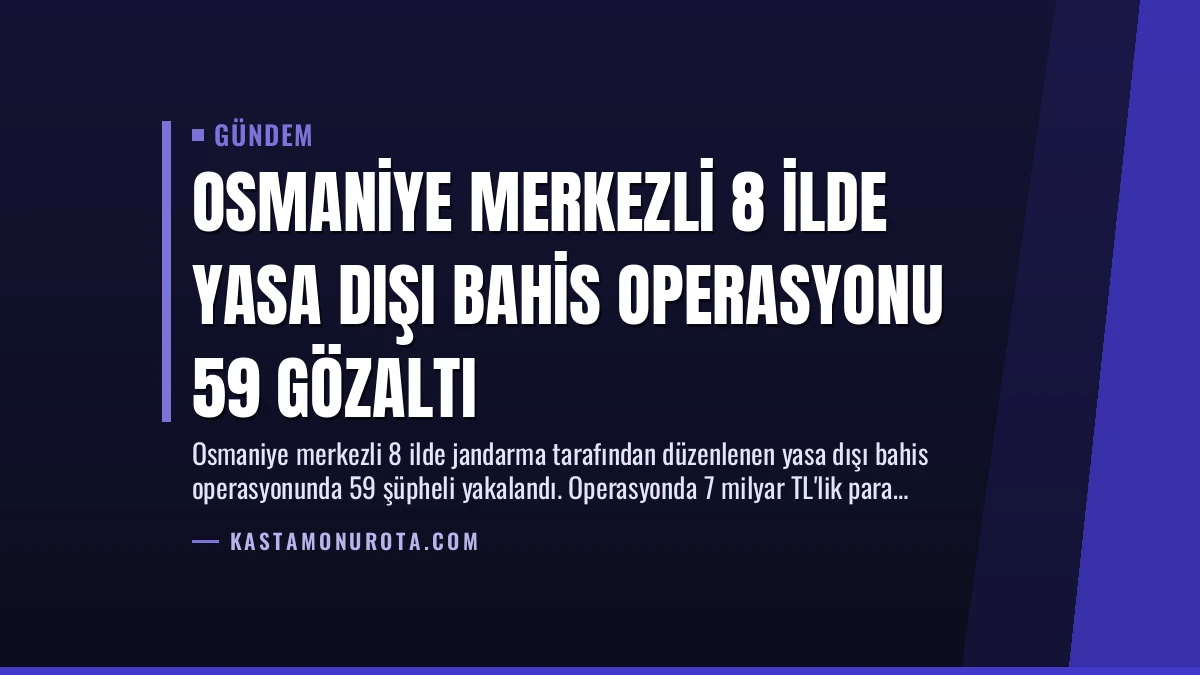 Osmaniye Merkezli 8 İlde Yasa Dışı Bahis Operasyonu 59 Gözaltı