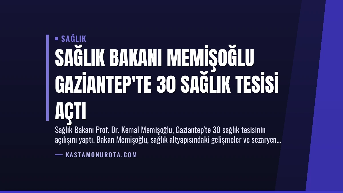 Sağlık Bakanı Memişoğlu Gaziantep’te 30 Sağlık Tesisi Açtı