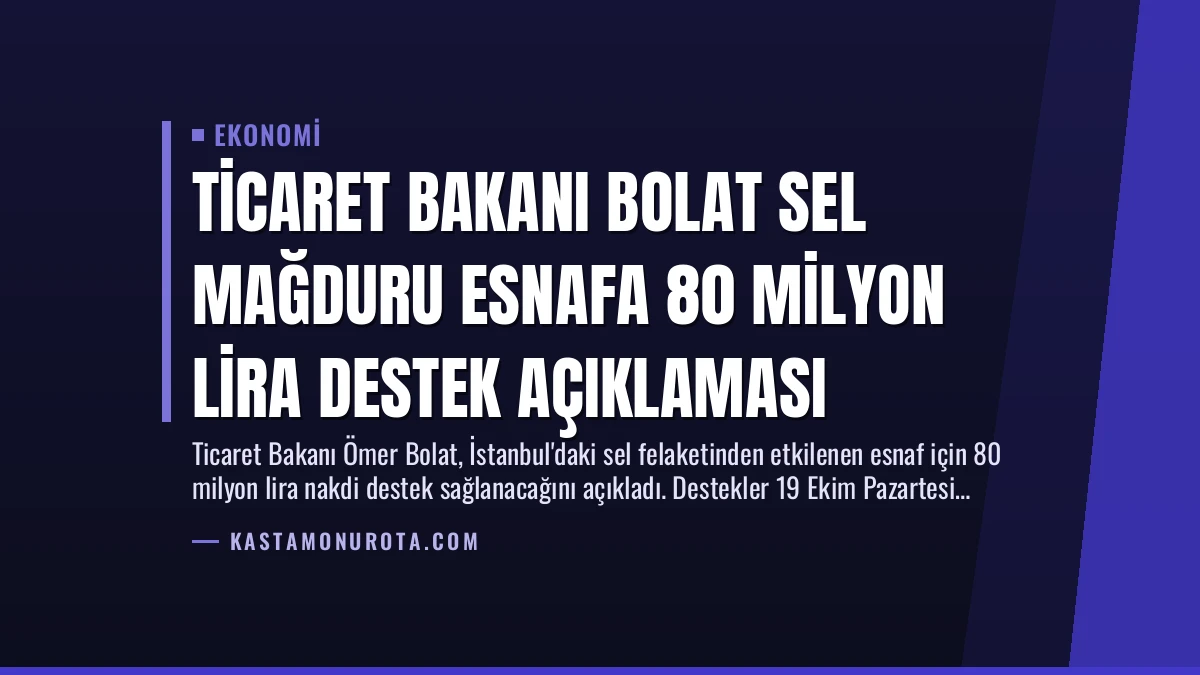 Ticaret Bakanı Bolat Sel Mağduru Esnafa 80 Milyon Lira Destek Açıklaması