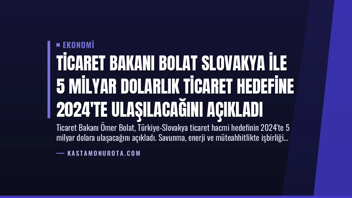 Ticaret Bakanı Bolat Slovakya ile 5 Milyar Dolarlık Ticaret Hedefine 2024’te Ulaşılacağını Açıkladı
