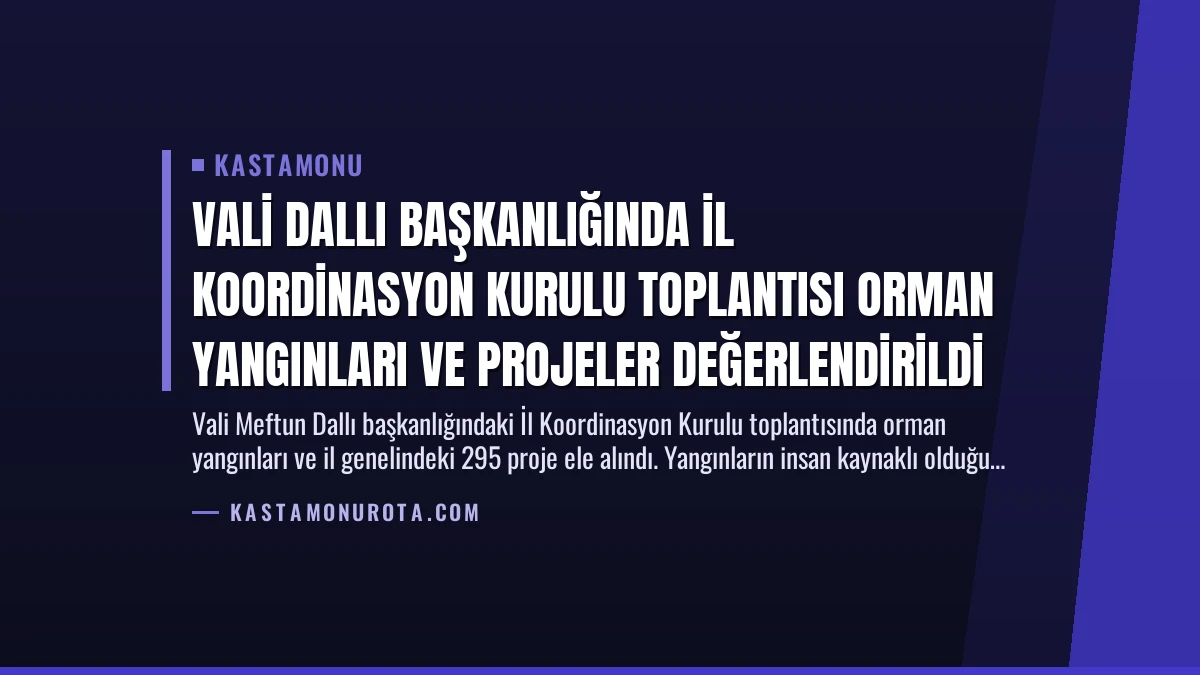 Vali Dallı Başkanlığında İl Koordinasyon Kurulu Toplantısı Orman Yangınları ve Projeler Değerlendirildi